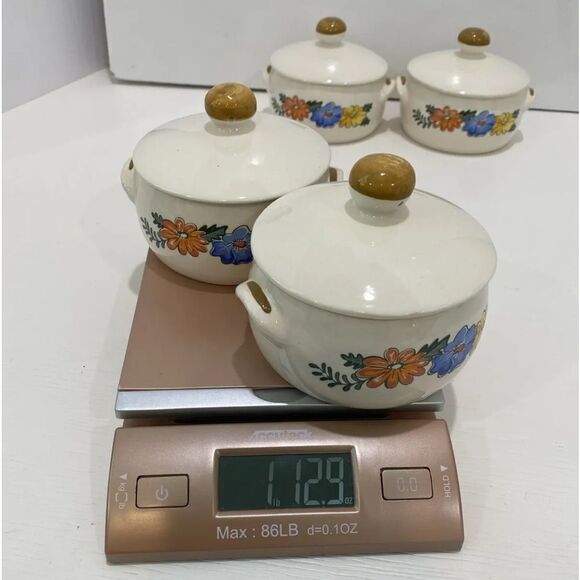 M. Kamenstein Vintage 1982 Floral Design Mini Covered Casserole Dish Set of 4 - Picture 10 of 10